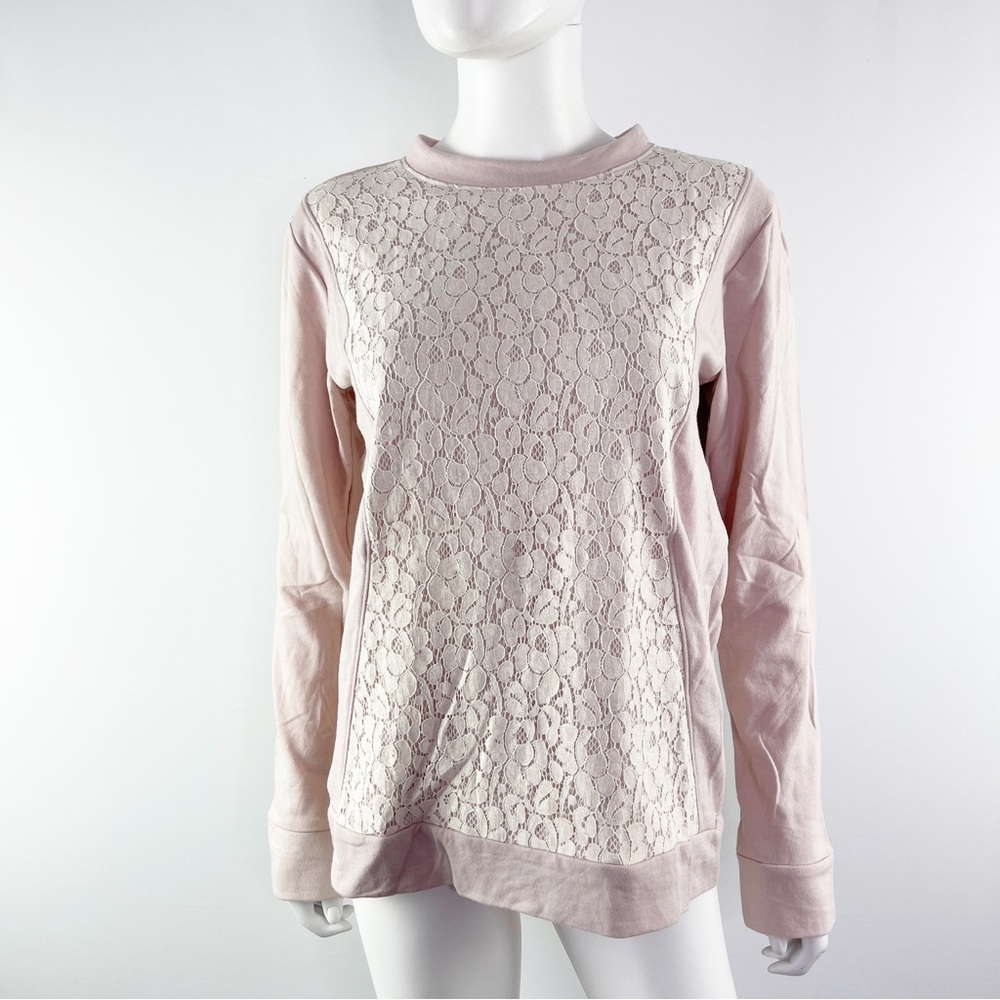 NEW JET John Eshaya Women's Pink Lace Long Sleeve Pullover Sweatshirt Sz M/L
